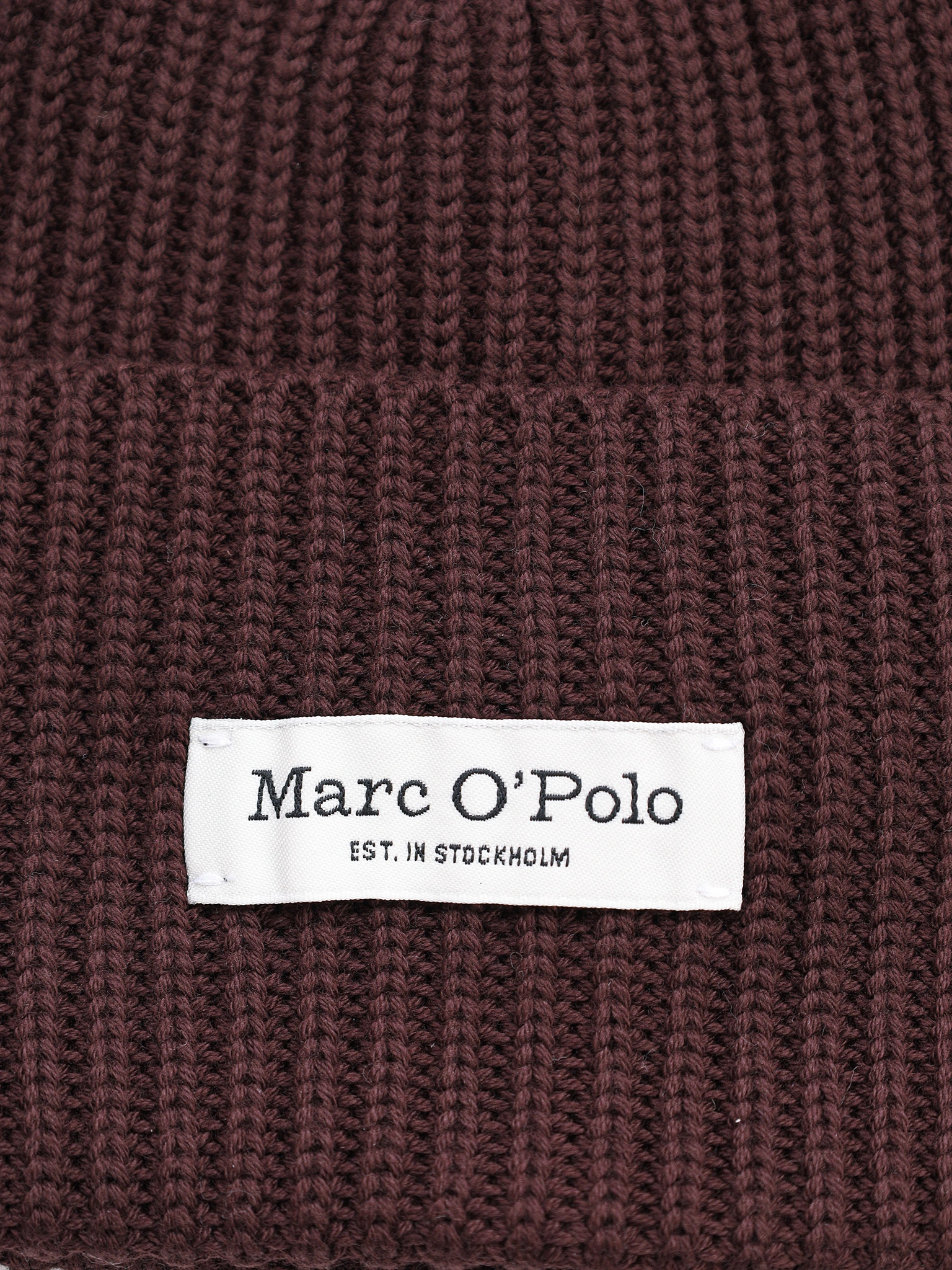 Шапка-бини коричневого цвета с отворотом из хлопка